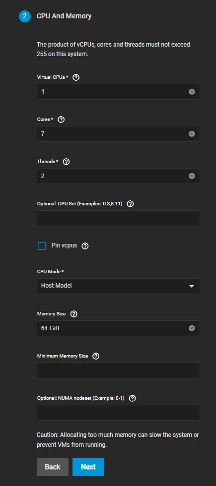 VM CPU And Memory